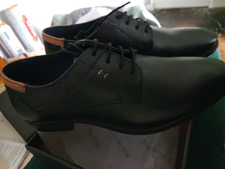 BNIB OLIVER JACOB MENS CLASSIC PATTERN BLACK/BROWN SHOES 