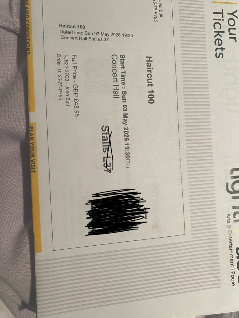 Haircut 100 tickets x 2