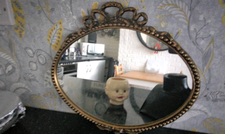 Retro ornate wall mirror metal frame made in England 