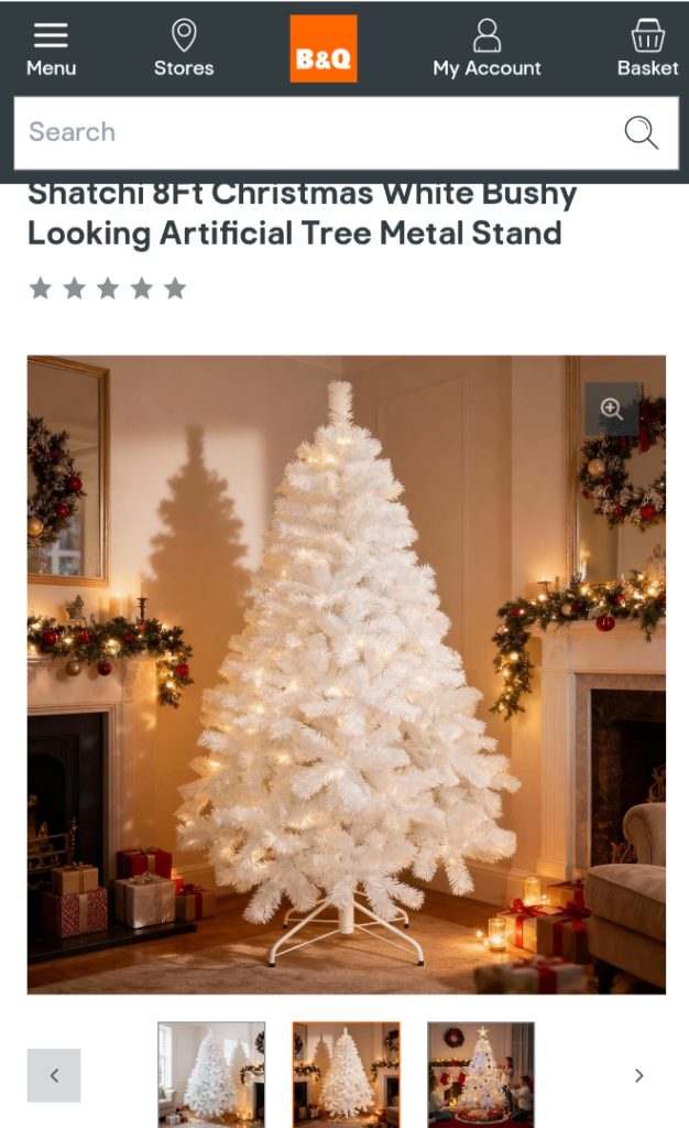 Shatchi 8Ft White Bushy Artificial Christmas Tree with Metal Stand