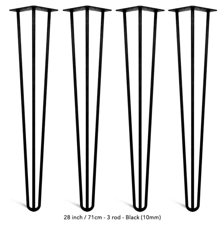 4 Black Hairpin Industrial DIY Desk Table legs 71cm - LONDON BRIDGE