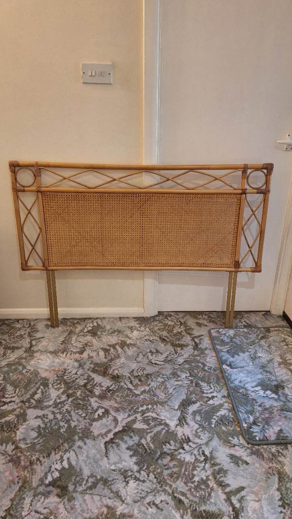 Rattan Bedroom Furniture Set - Headboard, 2 Side Tables, 2 Chairs