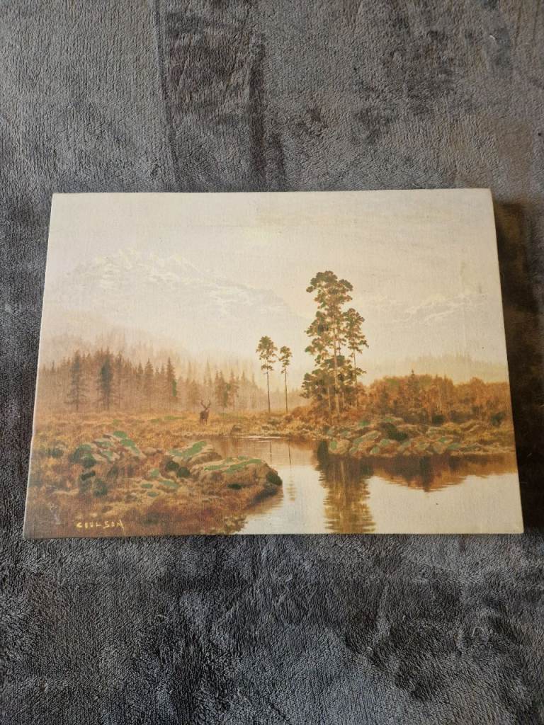 Signed Coulson Woodland Stag Landscape Canvas Print Wall Art