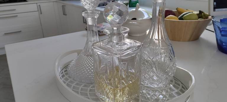 Beautiful heavy edging rug crystal decanters