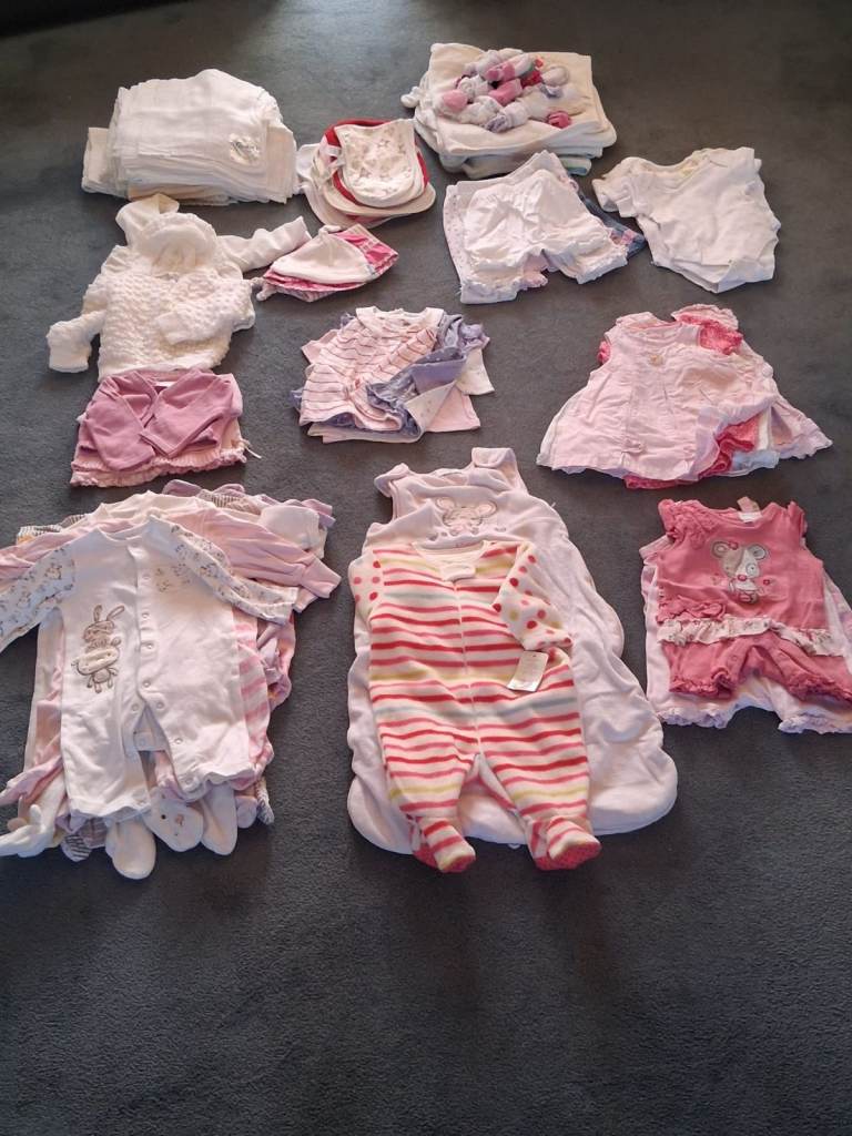 Bundle of baby girls clothes age birth to 3 months