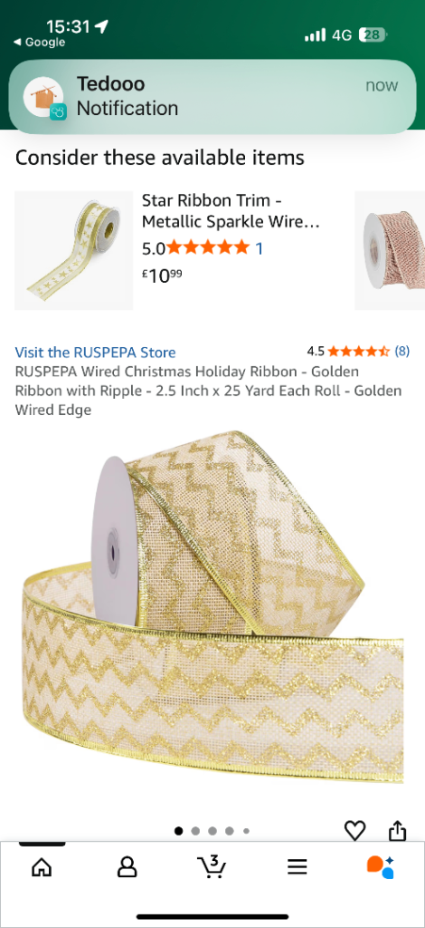 Christmas wired ribbon