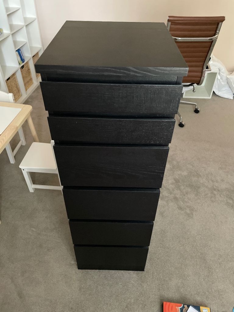 IKEA Malm Black 6-Drawer Chest of Drawers