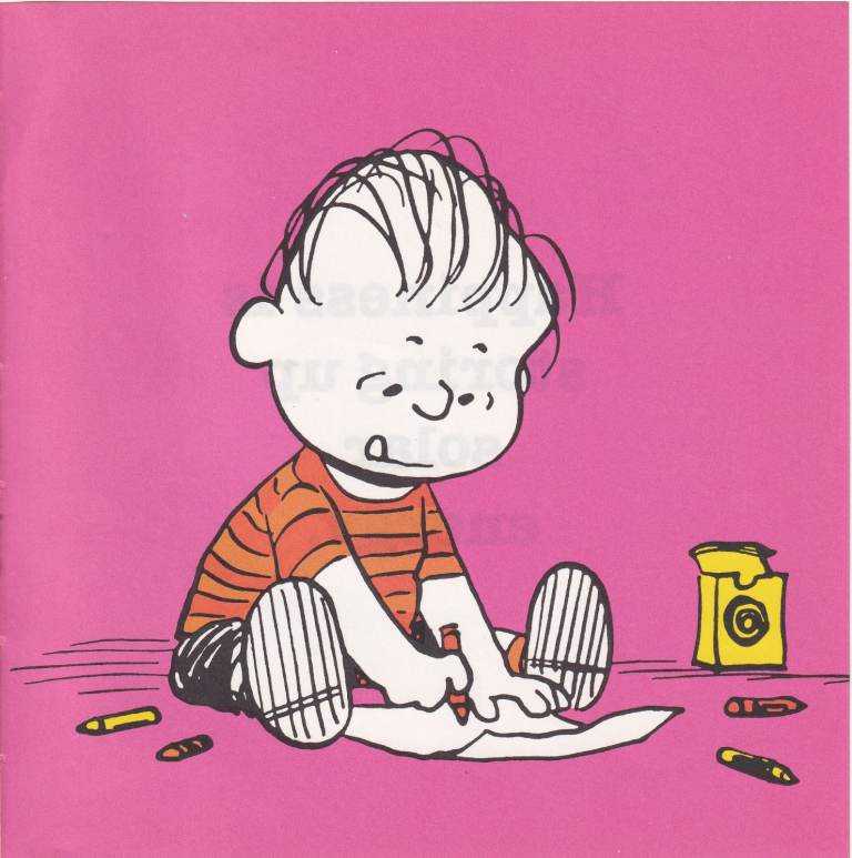 15. A Rare Original Print of LINUS VAN PLAT COLOURING IN - SNOOPY / PEANUTS