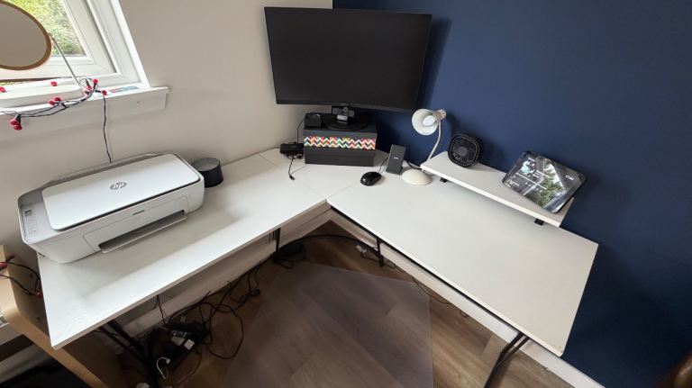 L Shaped White Office Desk
