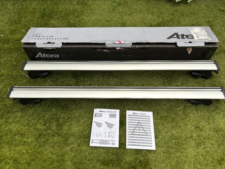 Atera SIGNO RTD 122cm Long aero-profile aluminium roof bars 048 522 for cars with raised roof rails