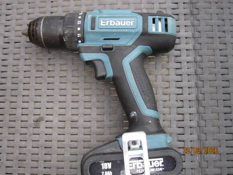ERBAUER ER1743DDH CORDLESS DRILL+ BATTERY DRIVER IN GOOD ORDER 18V .