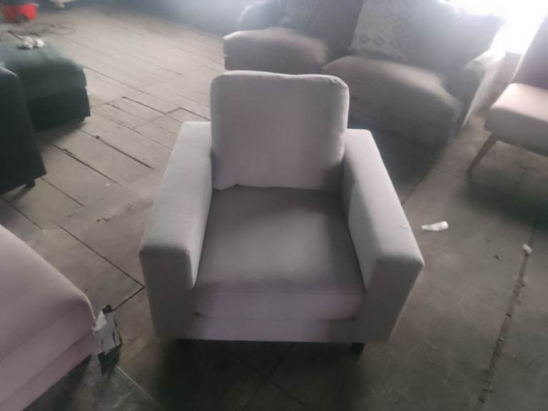 New ex display model light grey armchair only £30