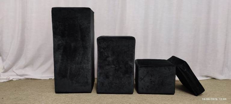 Black Velvet Display Plinths / Risers – Set of 4