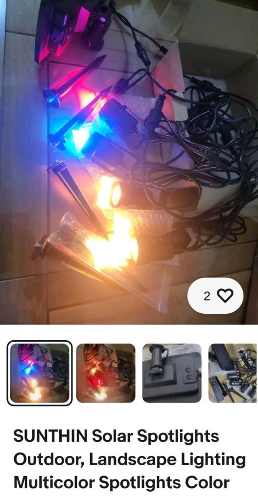 SUNTHIN Solar Spotlights Outdoor, Landscape Lighting Multicolor Spotlights Color