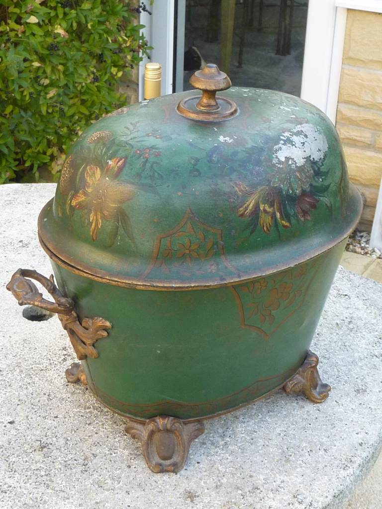 19th Century Lacquered Toleware Scuttle., £225.00 for Sale
