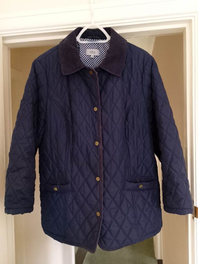 Ladies M&S Quilted Navy Blue Jacket UK 16