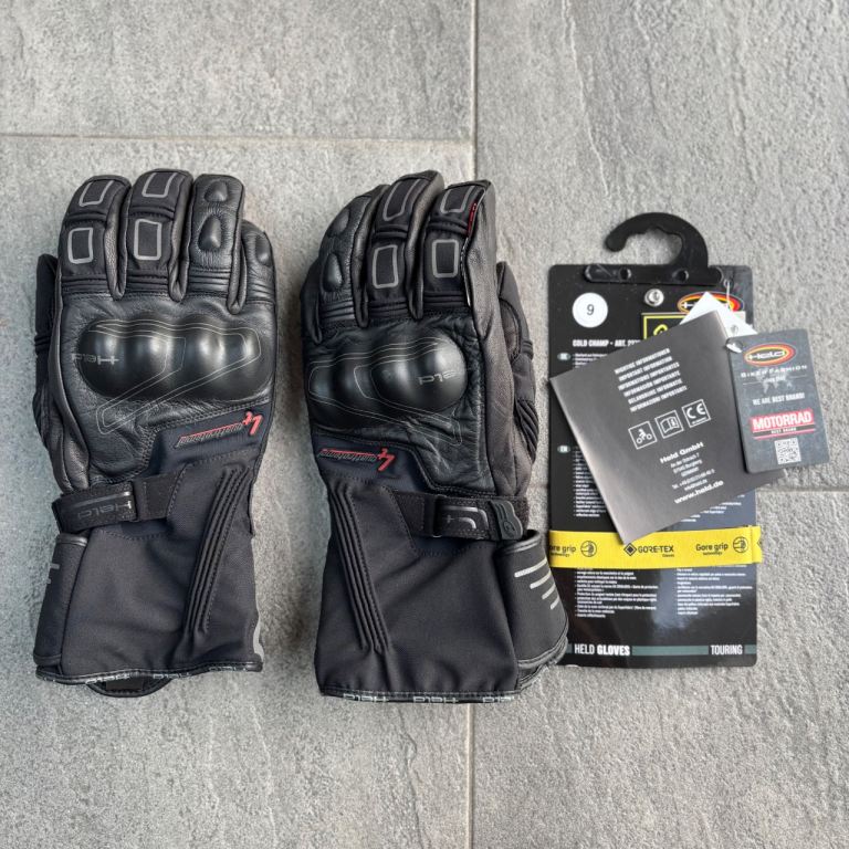 Held Cold Champ 4 Qauttrotempi Gore-Tex Leather Motorcycle Gloves, Size 9