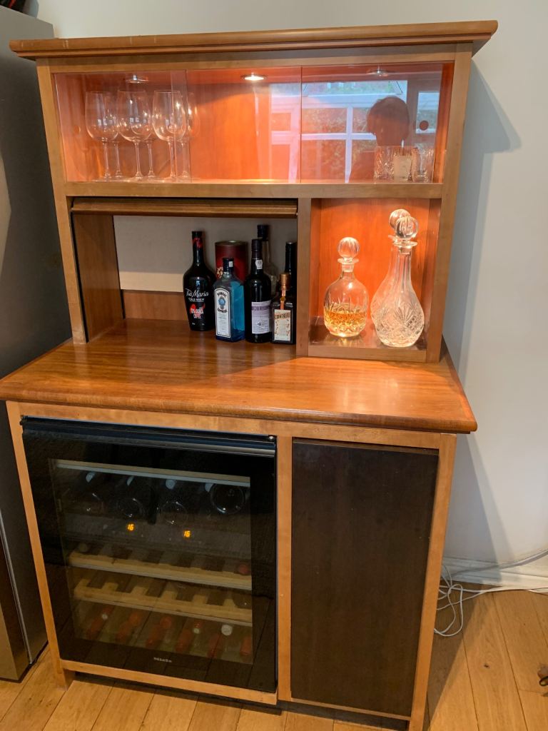 Wooden bespoke cabinet for wine fridge and drinks 
