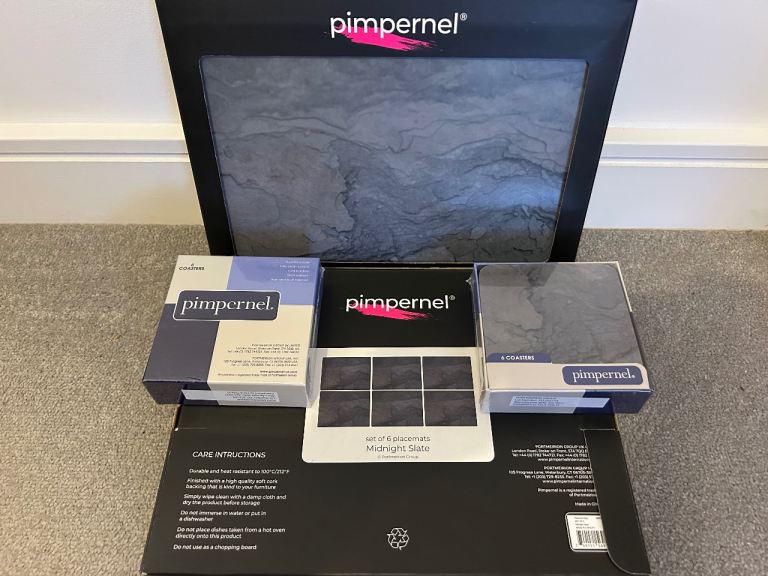 Portmeirion Slate Grey Place Mats & Coasters - Brand New
