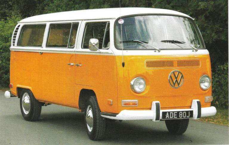 22. A framed magazine original featuring Early Bay Micro Bus VW/Volkswagen Camper Reg ADE80J