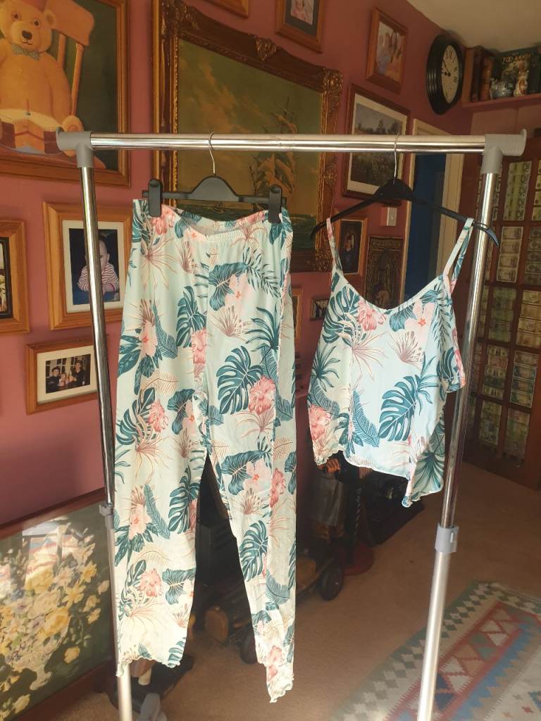 Multicoloured Tropical Print Trousers - Good Condition