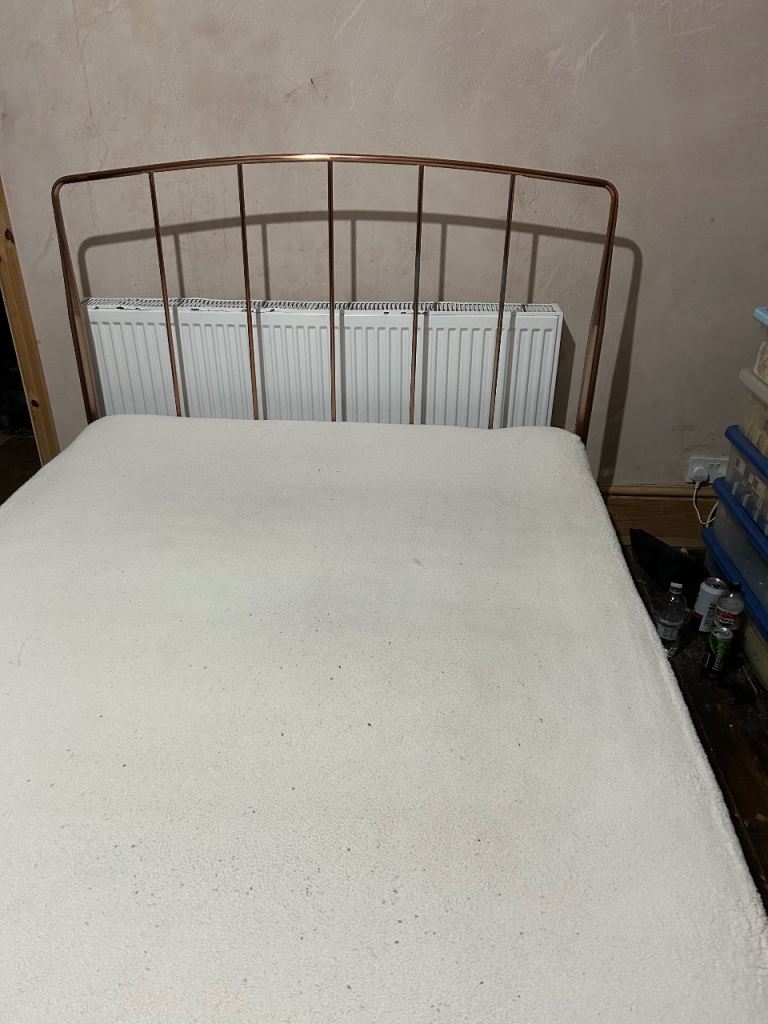 Metal Bed Frame (Double) - Rose Gold Finish, Good Condition
