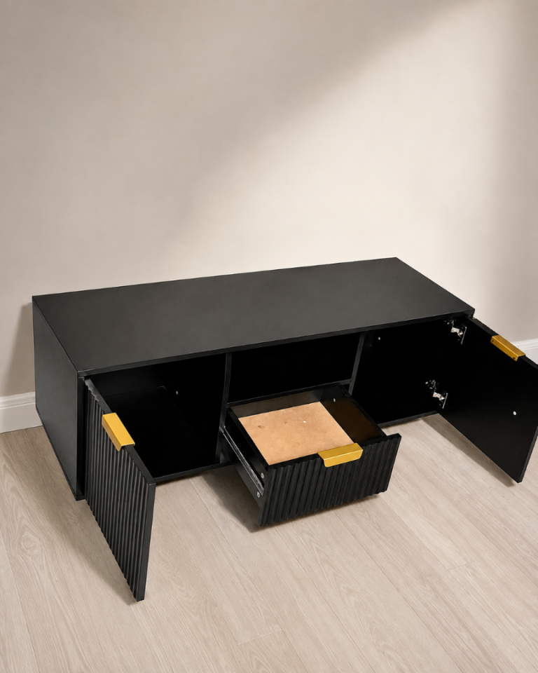 Richmond Ridged 120cm TV Media Unit – Matte Black | Used and in Good Condition | £120