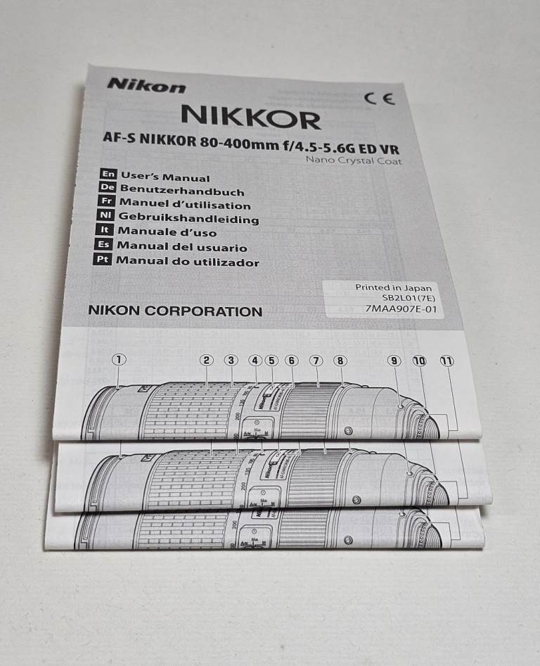 A brand new Nikon AF-S 80-400mm f4.5-5.6G ED IF VR Nano lens. Boxed.
