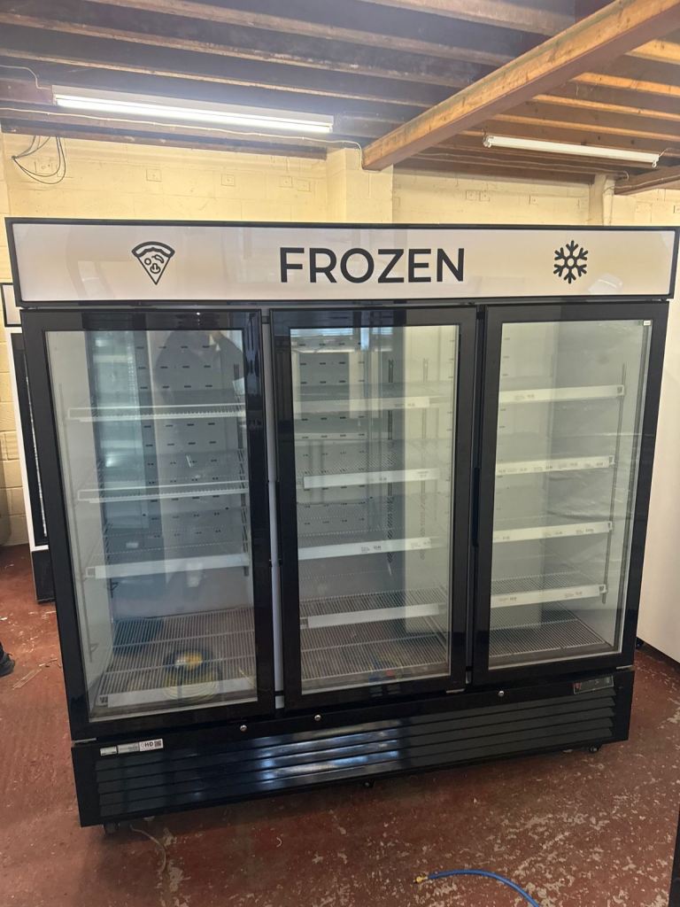 image for Commercial upright triple door freezer display like new 
