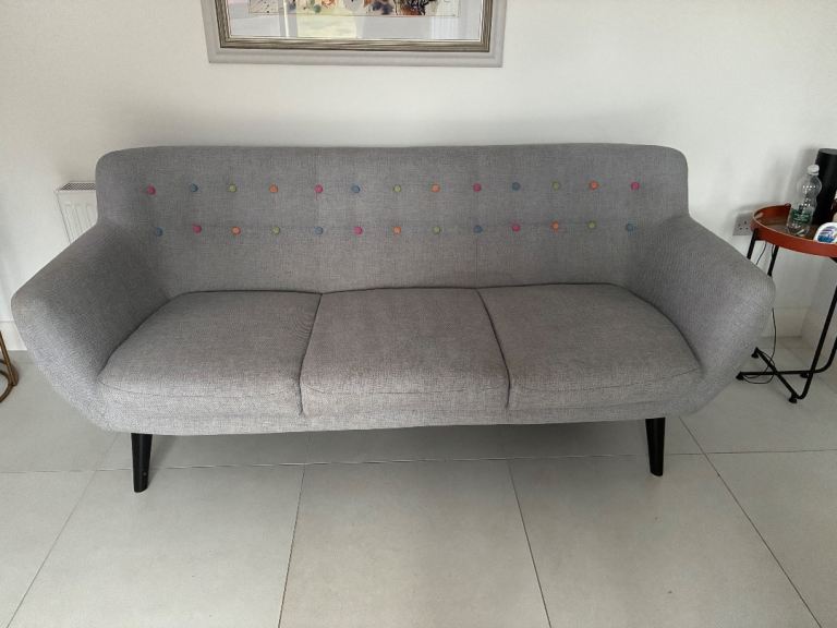 Stylish Keens Grey Fabric Sofa – Good Condition