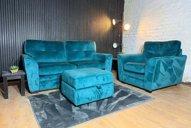 New Stock! HIGH STREET BRAND DFS 2 Seater Sofa Bed with Matching Armchair & Footstool