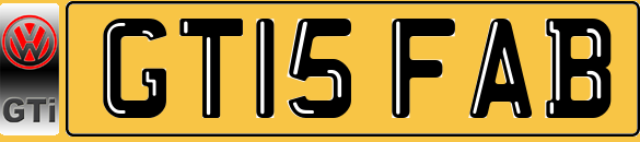 GTi Number Plate GT IS FAB VW Scirocco GOLF Polo UP GTI's Graham Grace TAYLOR