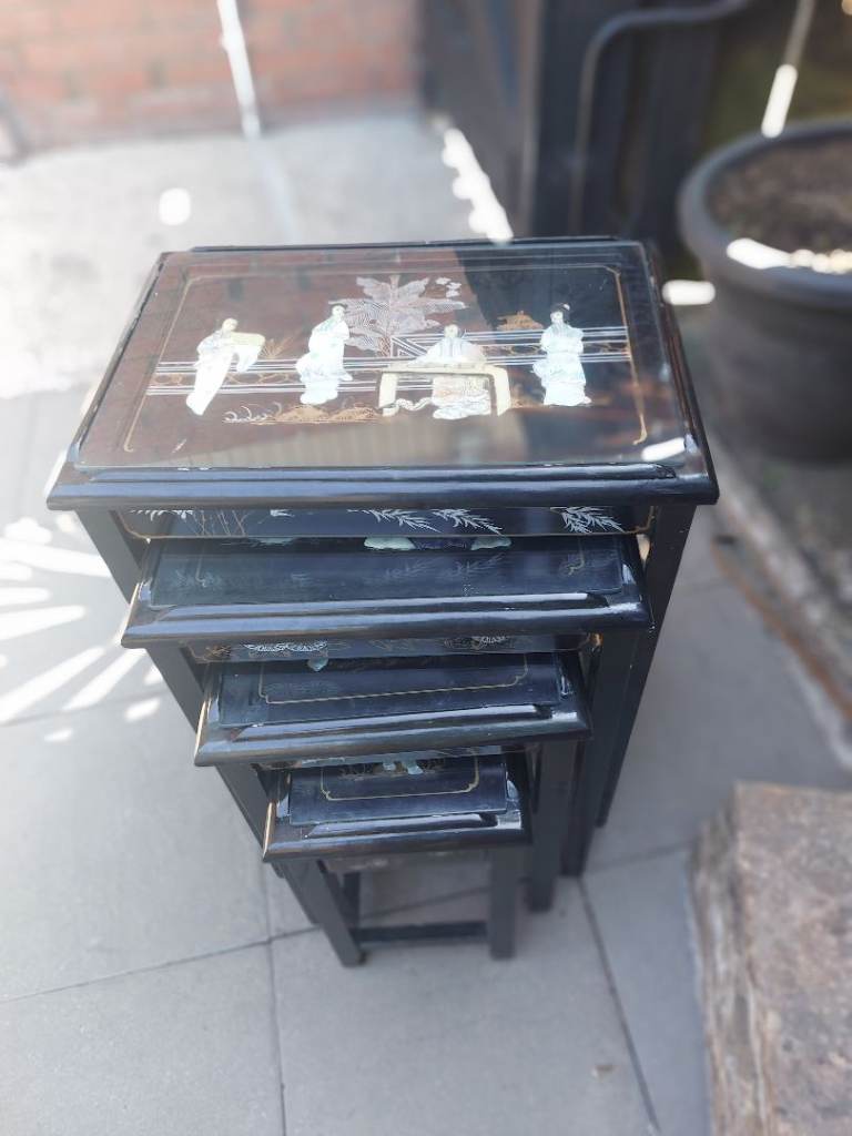 Mother of Pearl Nest of tables (few marks due to age as over 50 yrs old (no offers)