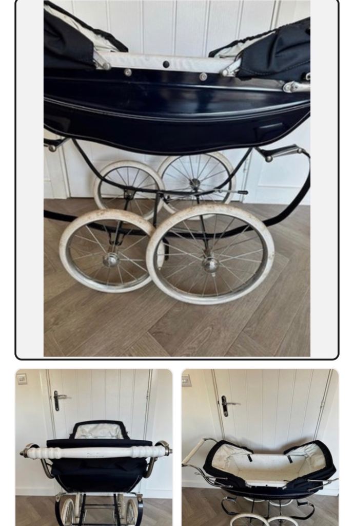 Silver cross dolls twin pram in navy 