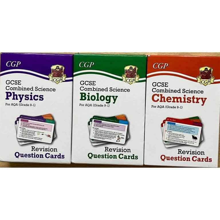 CGP aqa GCSE science revision cards Chemistry, Physics, Biology