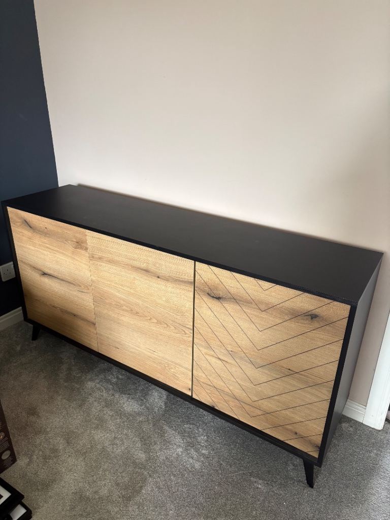Black and light oak sideboard