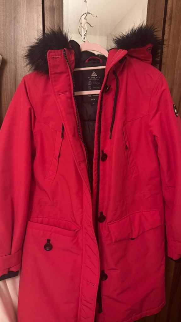 NEXT Elements Collection Waterproof Jacket – Red with Faux Fur