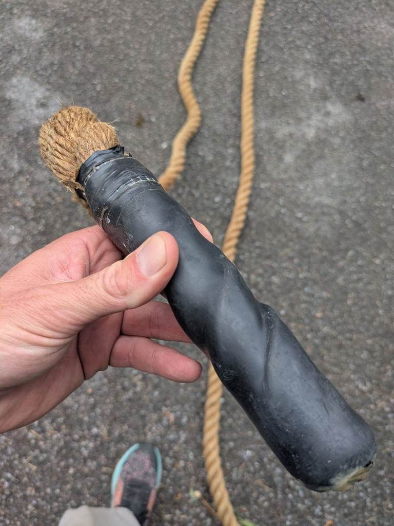 Heavy-Duty 14m+ Natural Manila Battle Rope – Good Condition