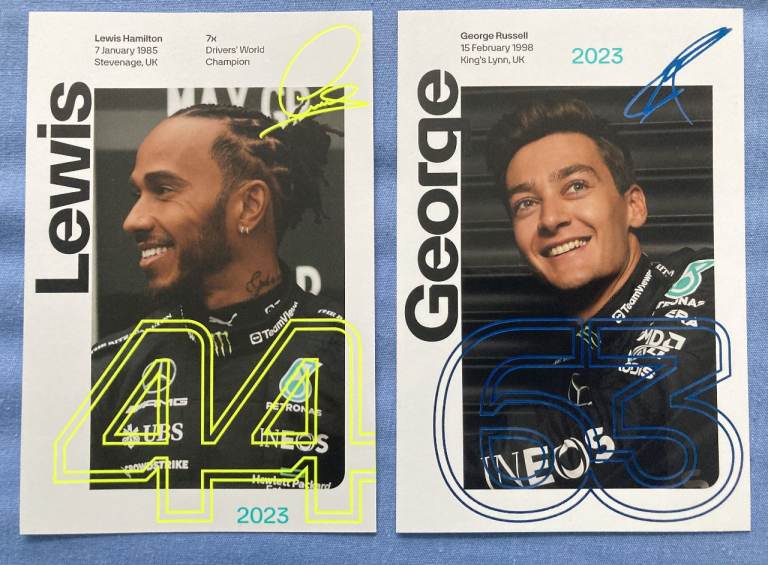Formula 1 F1 BRAND NEW Edition Lewis Hamilton and George Russell collector’s cards – post or collect
