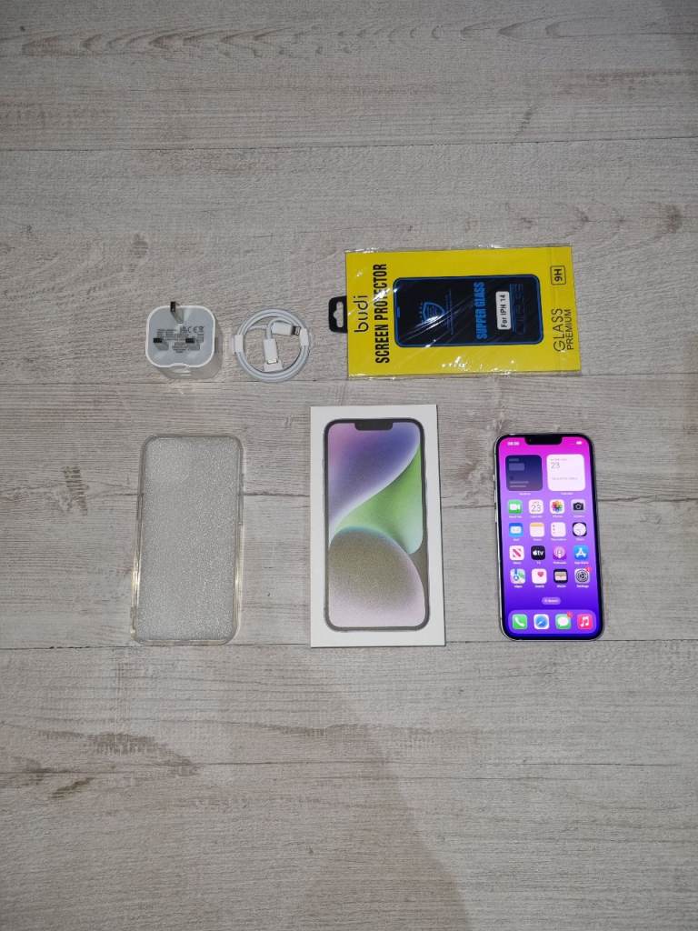 Iphone 14 5G Bundle 128GB Lavender Warranty I Phone