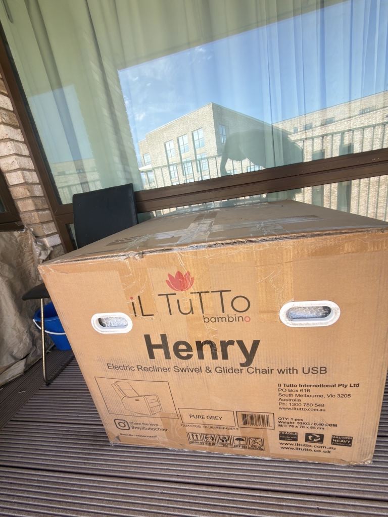 iL Tutto Henry Electric Recliner Glider Chair with USB, Pure Grey, NEW in Box