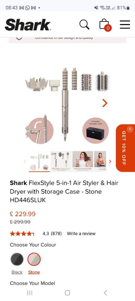 SHARK - FlexStyle HD446SLUK 5-in-1 Air Styler & Hair Dryer – Stone