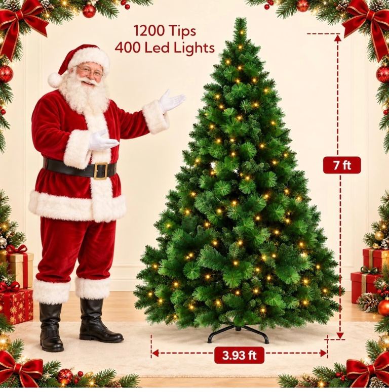 7ft Artificial Christmas Tree with 400 LED Lights