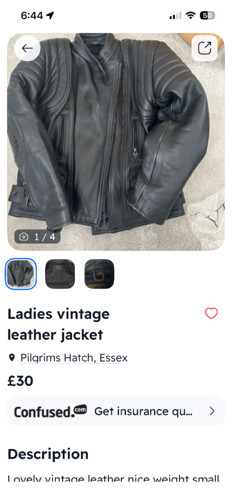 Ladies vintage leather motorbike jacket