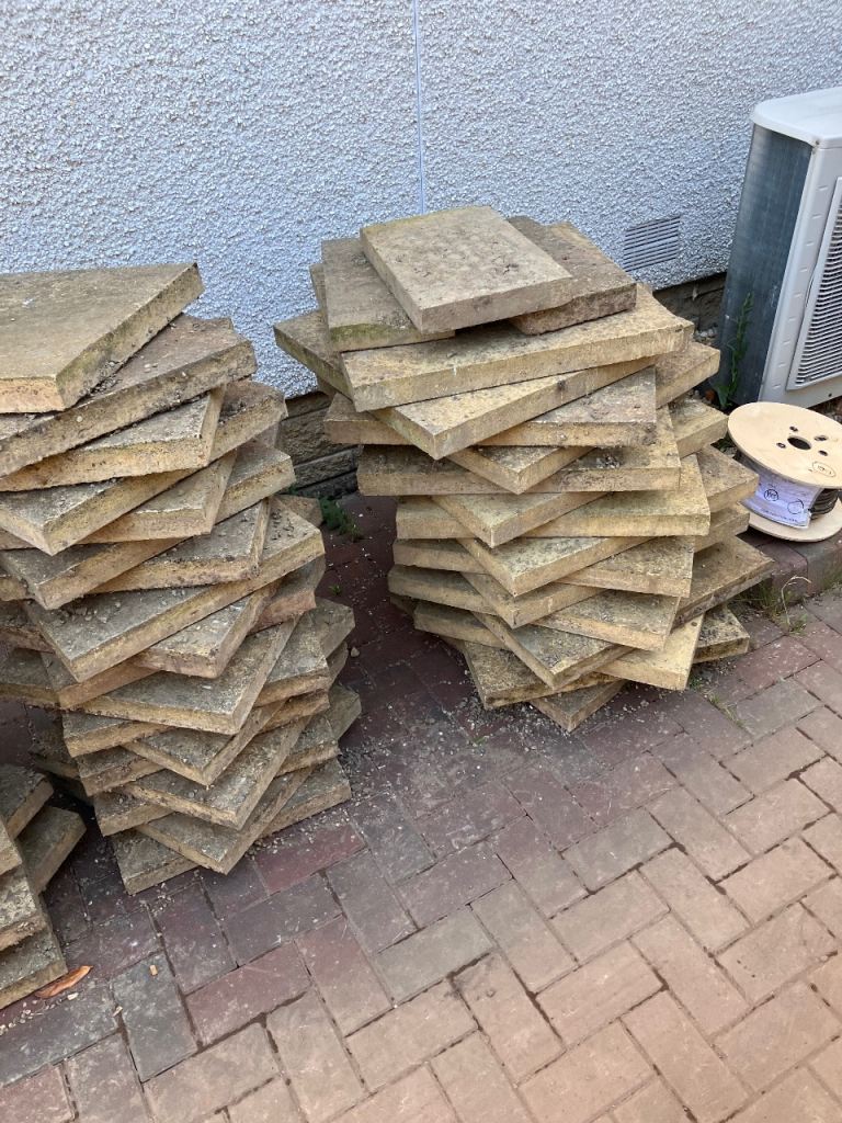 Buff colour concrete slabs in two sizes