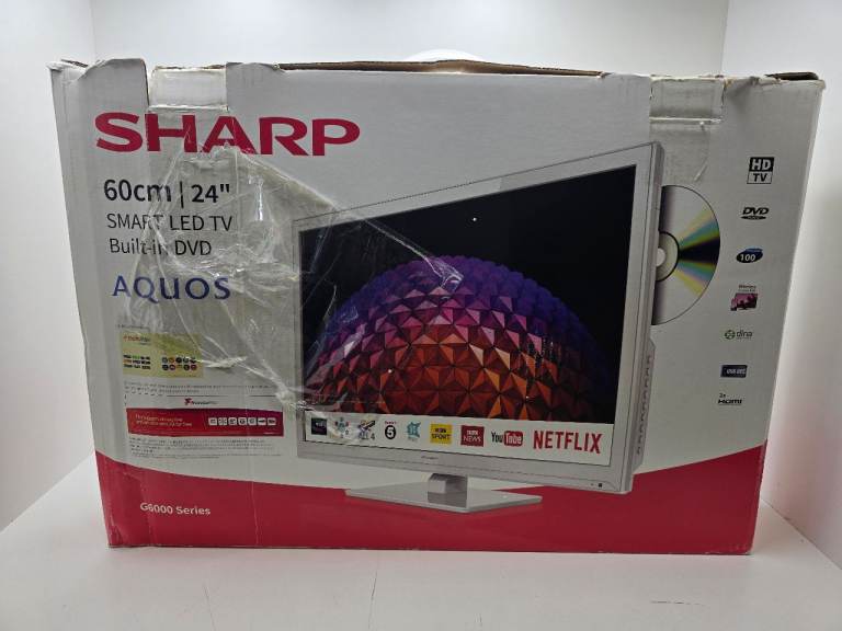 24" Sharp smart tv & DVD Combi With remote & Box