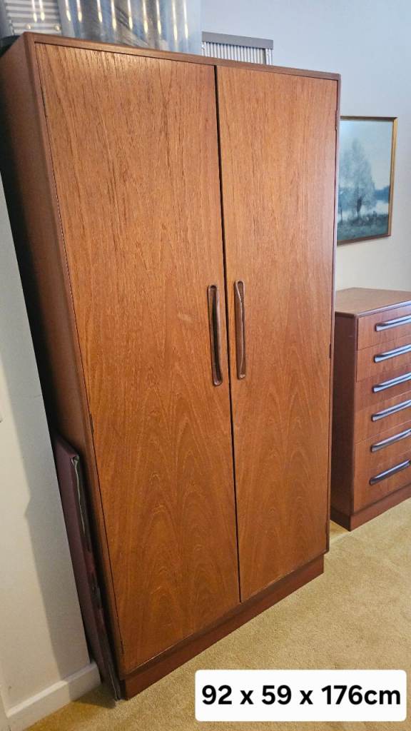 Title: Pair Of Mid Century G Plan Teak Fresco Double Wardrobes - Good Condition