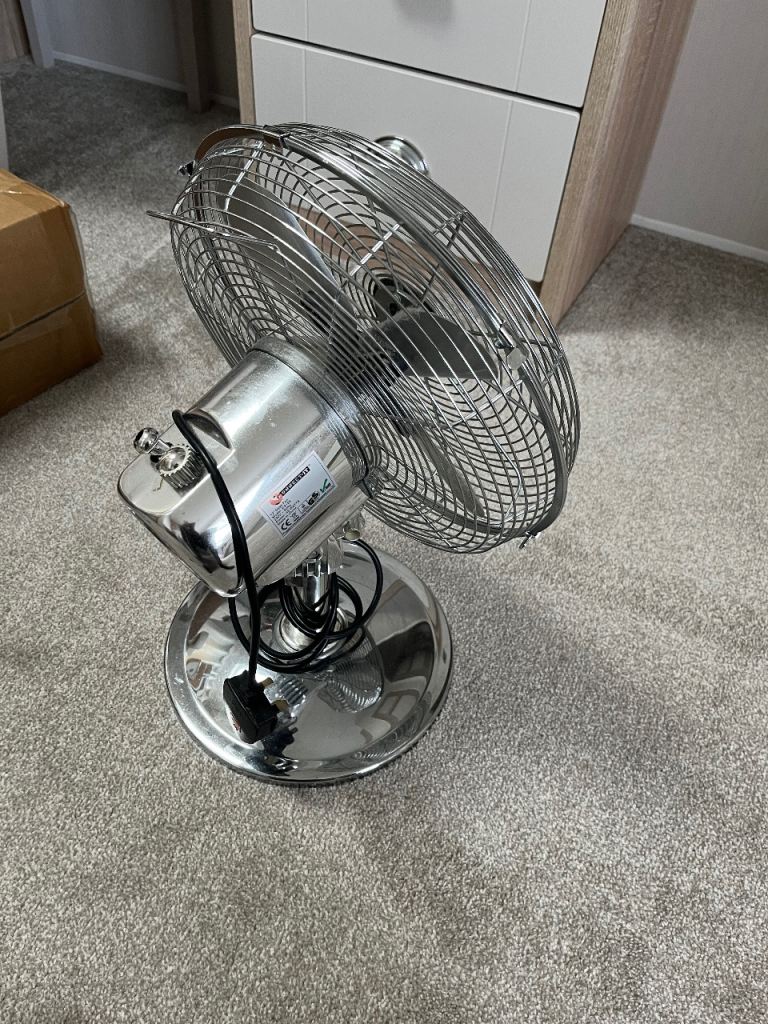 Chrome freestanding fan