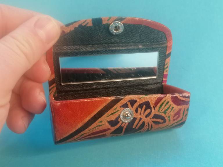 Vintage Leather Lipstick Case With Mirror. As seen.