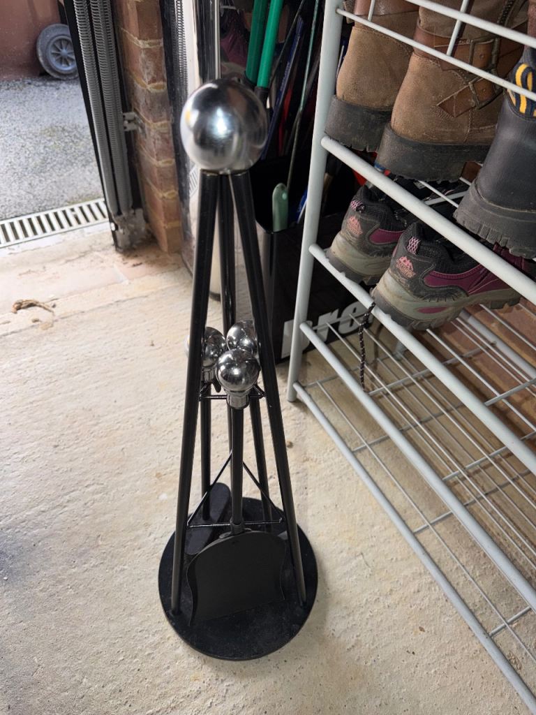 Modern Black Fireplace Companion Set with Tools